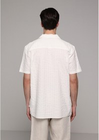 Resim Colin's Colins Regular Fit Apaj Yaka Jakarlı Erkek Beyaz Kısa Kol Gömlek Cl1079893 Q1.v2 Ofw 