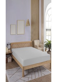 Resim Penye Lastikli Çarşaf, 100 200 Tek Kişilik %100 Pamuk Örme Kumaş, 145 Gr/m² Açık Gri 