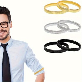 Resim 2 Adet Unisex Ütü Gömlek Kol Bantları, Kaymaz Metal Manşet Bağlantıları, Yıkanmayan Dayanıklı Kol Bantları Erkekler ve Kadınlar İçin 