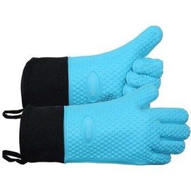 Resim Silikon Fırın Eldiveni - 1 Çift - Mavi 