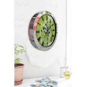Resim Bahat Krom Çerçeveli Salon Ofis Duvar Saati 36 cm 