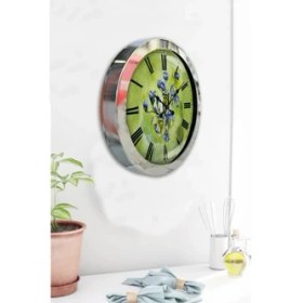 Resim Bahat Krom Çerçeveli Salon Ofis Duvar Saati 36 cm 