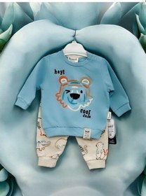 Resim Erkek Bebek Kaplan Nakışlı Eşofman Takım-14227 Mavi 