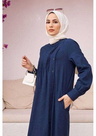 Resim Neways 6508-Yandan Düğmeli Ferace Lacivert 