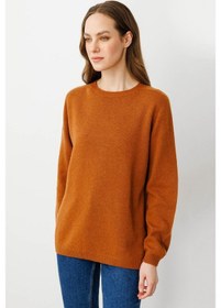 Resim Kadın Sıfır Yaka Klasik Yün Kazak Tarçın Tarçın 