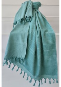 Resim %100 Pamuk Havlu Peştemal 90x175cm - Havuz & Deniz Havlusu- Yeşil 