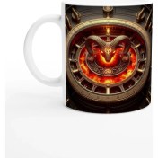 Resim Koç Burcu Baskılı Kahve Kupası - Zamanın Çarkları Astroloji Mekanizması Vs3 