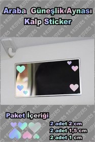 Resim TRİDERS Kalp Araba Ayna Sticker Güneşlik Sticker 