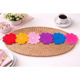 Resim 6 Adet Mix Renkli Yonca Model Kahve Sunum Mendili, Servis Peçetesi, Kokteyl Peçetesi 