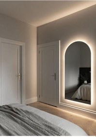 Resim 30x68 Cm Modern 6500k Led Beyaz Işıklı Kemer Banyo Aynası Arkadan Aydınlatmalı Arch Ayna, Minimalist Ve Şık Banyo Dekoru Beyaz 