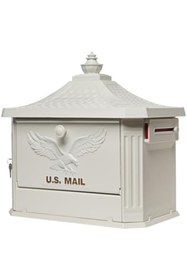 Resim Nacario NrcrioShop Mailboxes Hamilton Cast Alüminyum Post-Mount Posta Kutusu, HM200WAM, Beyaz 1201248 
