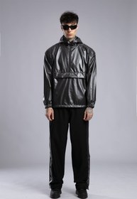 Resim Parlak Kapüşonlu Yağmurluk - Antrasit / L 