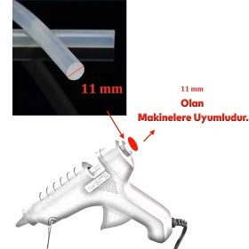 Resim Virnex Kalın Şeffaf Sıcak Mum Silikon 11MM 30CM 25 Adet (11MM Tabancalar Içindir) 