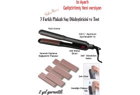 Resim Shibowavy Saç Tost Makinesi ve Saç Düzleştirici (3 Farklı Plaka) Güncellenmiş Yeni Versiyon 