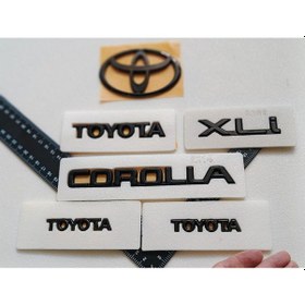 Resim Efsane Kasa Uyumlu Toyota-corolla-xli Piano Black Bagaj-çamurluk Ve Arması Seti 6'lı 3m 3d Abs 