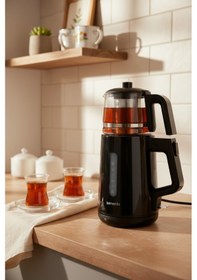 Resim Bernardo Venedik Cam Demlikli Çay Makinesi Siyah 