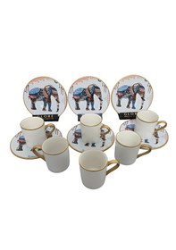 Resim Sudedi Home Elephant Altın Yaldızlı Kahve Fincan Takımı Çok Renkli 