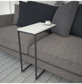 Resim Callen Beyaz Yan Sehpa & Tekerlekli Servis Sehpası Metal 