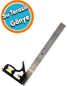 Resim NZB Ayarlanabilir Su Terazili Gönye 30cm 45-90° Marangoz Açı Ölçer 