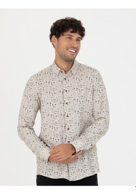 Resim Pierre Cardin Erkek Bej Desenli Gömlek 50276009-vr011 Bej 