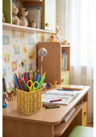 Resim Plentiful Kare Hasır Dokulu Plastik Rattan Kaşıklık & Çatallık Askılı Kendiliğinden Tutmalı Çok Amaç Sarı 