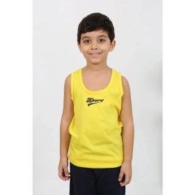 Resim Moda Çizgi Erkek Çocuk Sıfır Kol Penye Pijama Takım Sarı 20439 