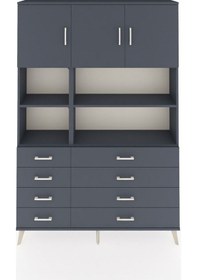 Resim Arges Dolap 8 Raflı 8 Çekmeceli 3 Kapaklı 132x30x195 Antrasit-antrasit/antrasit Antrasıt/antrasıt 
