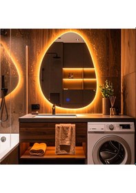 Resim Luno Amber Led'li Lavabo & Banyo Aynası Dokunmatik Sensörlü 60 X 45 Turuncu 
