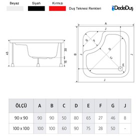 Resim Kare Küvet | Jakuzi | h: 45cm | Mod - 90x90 / Kırmızı / 1 Kişilik 