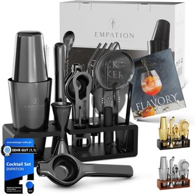 Resim Cocktail Set 825 ml Paslanmaz Çelik Boston Shaker, Stand ve Tarif Kitapçığı ile Profesyonel Set 