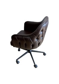 Resim Büro Sandalyesi Kapitone Desenli Suni Deri 