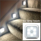 Resim 6 LED Hareket Sensörlü Gece Lambası - Kablosuz, Pille Çalışan Duvar & Dolap Altı Lambası Merdivenler, Yatak Odası, Koridor Dekoru için 