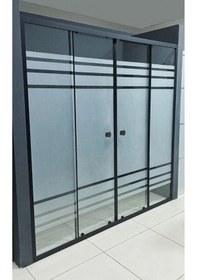 Resim Durul Duşakabin Ön Cephe Siyah Profil Desenli Siyah 