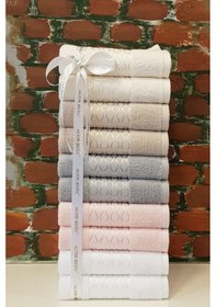 Resim Özdilek Elissa Havlu 10 Adet - Pembe Beyaz Gri Taş Krem 