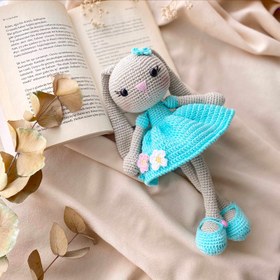 Resim Amigurumi Uzun Kulak Tavşan (Catania) - Mint Çiçekli 