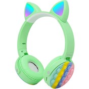 Resim Zore CXT-950 Rgb LED Işıklı Kedi Kulağı Band Tasarımı Ayarlanabilir Katlanabilir Kulak Üstü Bluetooth Kulaklık 