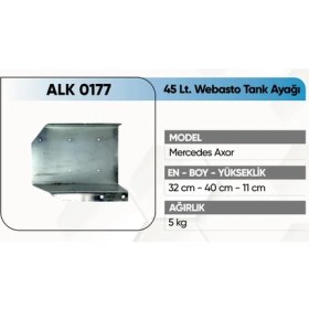 Resim alkotek axor webasto tank ayağı 45 lt. 