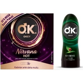 Resim Okey Nirvana 35'li Isıtıcı Etkili Özel Jelli Kabartmalı ve Tırtıklı Prezervatif + Okey Masaj Jeli ve Ginseng 200 ml 