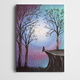 Resim Ay Işığı Ağaçlar Çocuk Kanvas Tablo 120 x 170 CM 