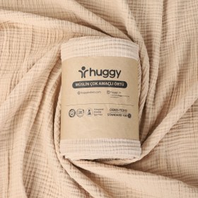 Resim Huggy 4 Katlı %100 Pamuk 100x130 Müslin Bez, Müslin Örtü, Müslin Yenidoğan Bebek Battaniyesi 