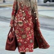 Resim Kadın Şık Kışlık Mont - Uzun, Resmi ve Günlük Dış Giyim, Çift Düğmeli Ön Kısım, Yapılı Yaka ve Cepler - Kırmızı, Kahverengi, Lacivert, Zeytin Yeşili - Makinede Yıkanabilir Soğuk Hava Ceketleri, Noel, Ofis, Partiler İçin - Kadın Dış Giyim 