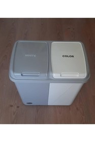 Resim Bayev İki Bölmeli Galoş Bone Kutusu Çöp Atık Ayrıştırma Sepeti 60 Lt Hastane Klinik Anaokulu Kirli Sepeti 