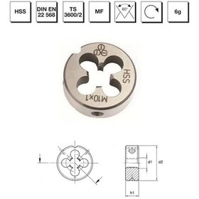 Resim Mte Makina Takım M18x1.5 Hss Dın En 22 568 Metrik İnce Vidalı Pafta Lokması - B00110031806 
