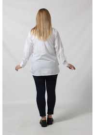 Resim Beyaz Taş İşlemeli Şık Gömlek Beyaz 