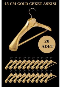 Resim 20Adet Plastik Gold Renk Yüksek Kalite Ceket Askısı Elbise Askısı Altın 