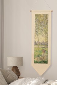 Resim Duvar Halısı Pinterest Oda Dekoru, Monet Sanat Serisi, 100cm Kanvas Flama Askılı Duvar Örtüsü NO:637 - Renkli - 15 / 30 x 100 
