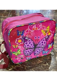 Resim Relaxion Pembe Kelebek Çiçekli Simli Kız Beslenme Çantası 20x25x10cm 