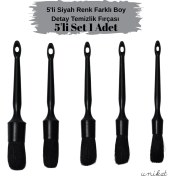 Resim 5'li Siyah Renk Farklı Boylarda Detay Temizlik Fırçası - Piano Black 