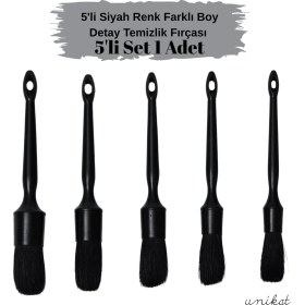 Resim 5'li Siyah Renk Farklı Boylarda Detay Temizlik Fırçası - Piano Black 