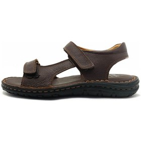 Resim Gdt Ayakkabı Hakiki Deri Kahve Renk Cırt Bantlı Erkek Sandalet Hakiki Deri Sandalet 